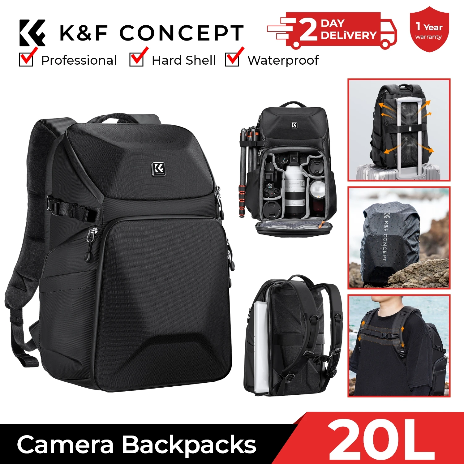 K&F CONCEPT 20L Camera Backpac - đánh giá và giá Photography Lighting Bag