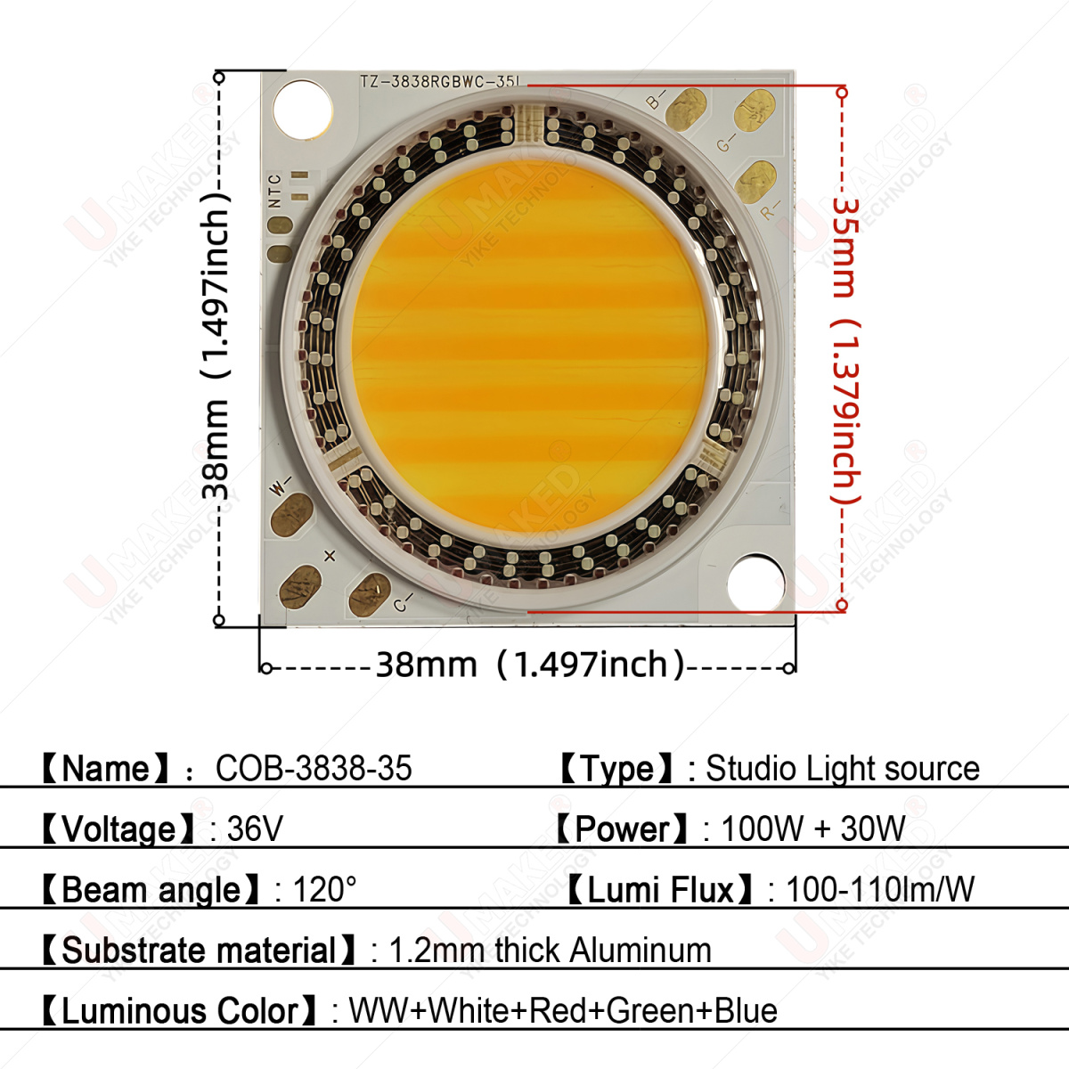 38x38mm 290W COB SMD LED Beads - đánh giá và giá Photography Lighting Options