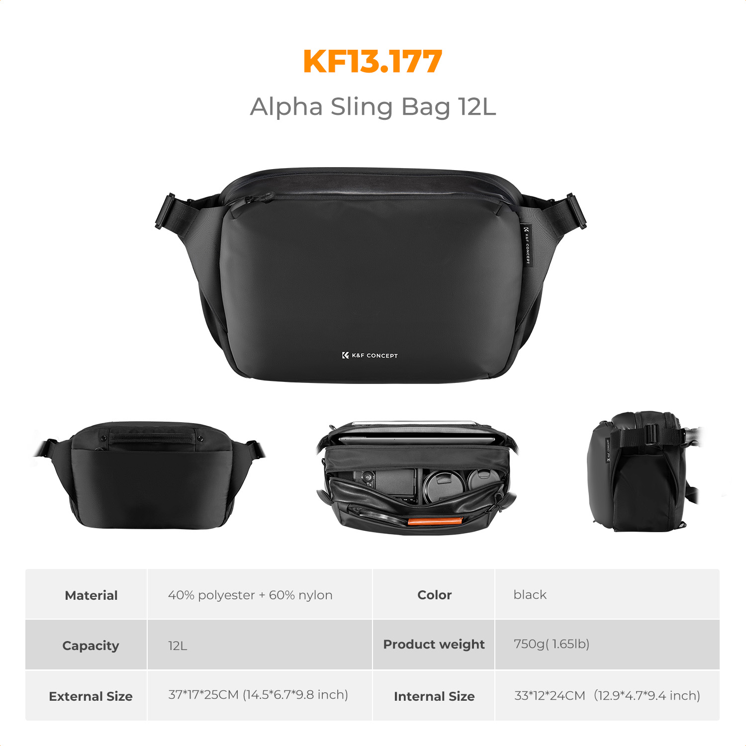 K&F CONCEPT 12L/10L Camera Sli - đánh giá và giá Photography Lighting Bag
