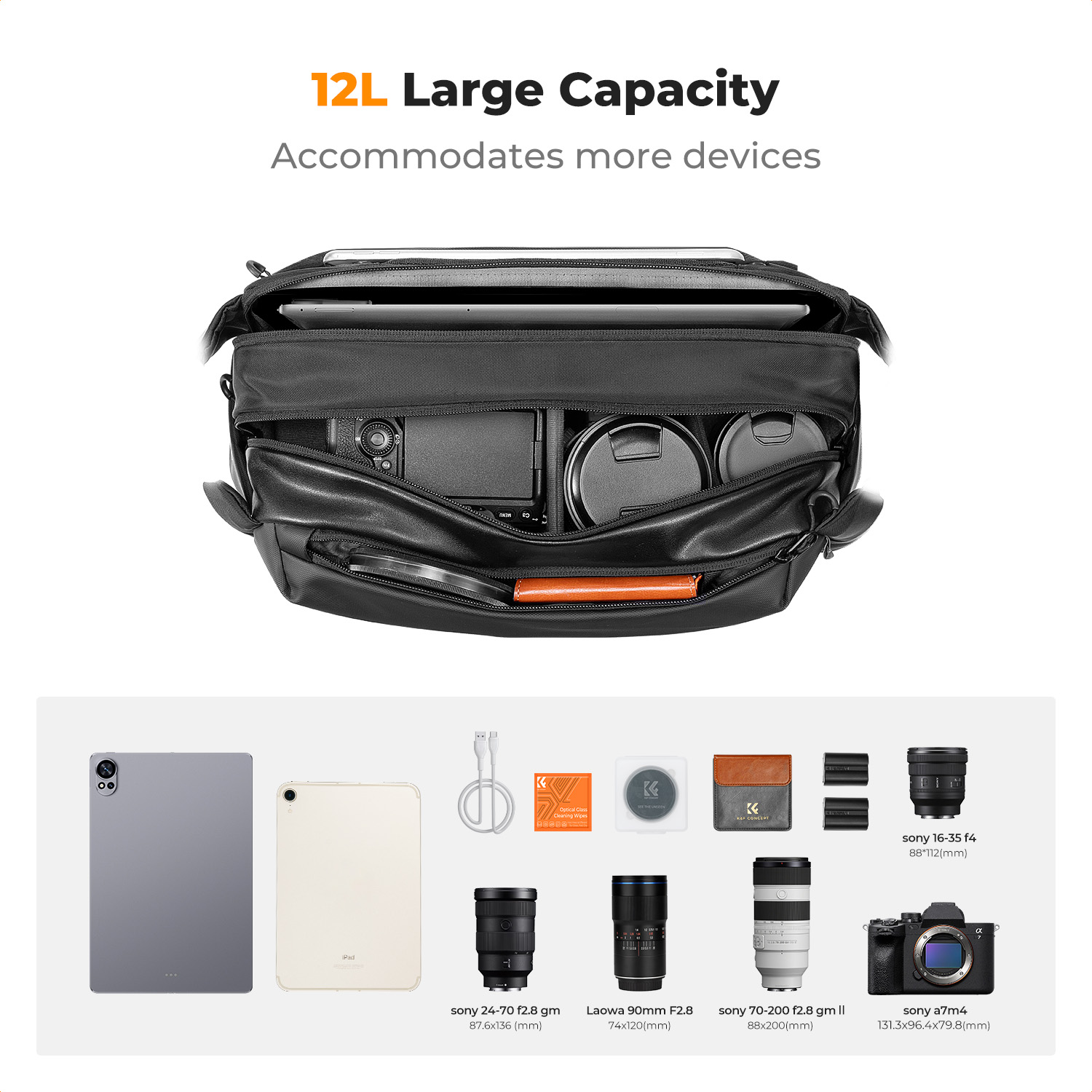 K&F CONCEPT 12L/10L Camera Sli - đánh giá và giá Photography Lighting Bag